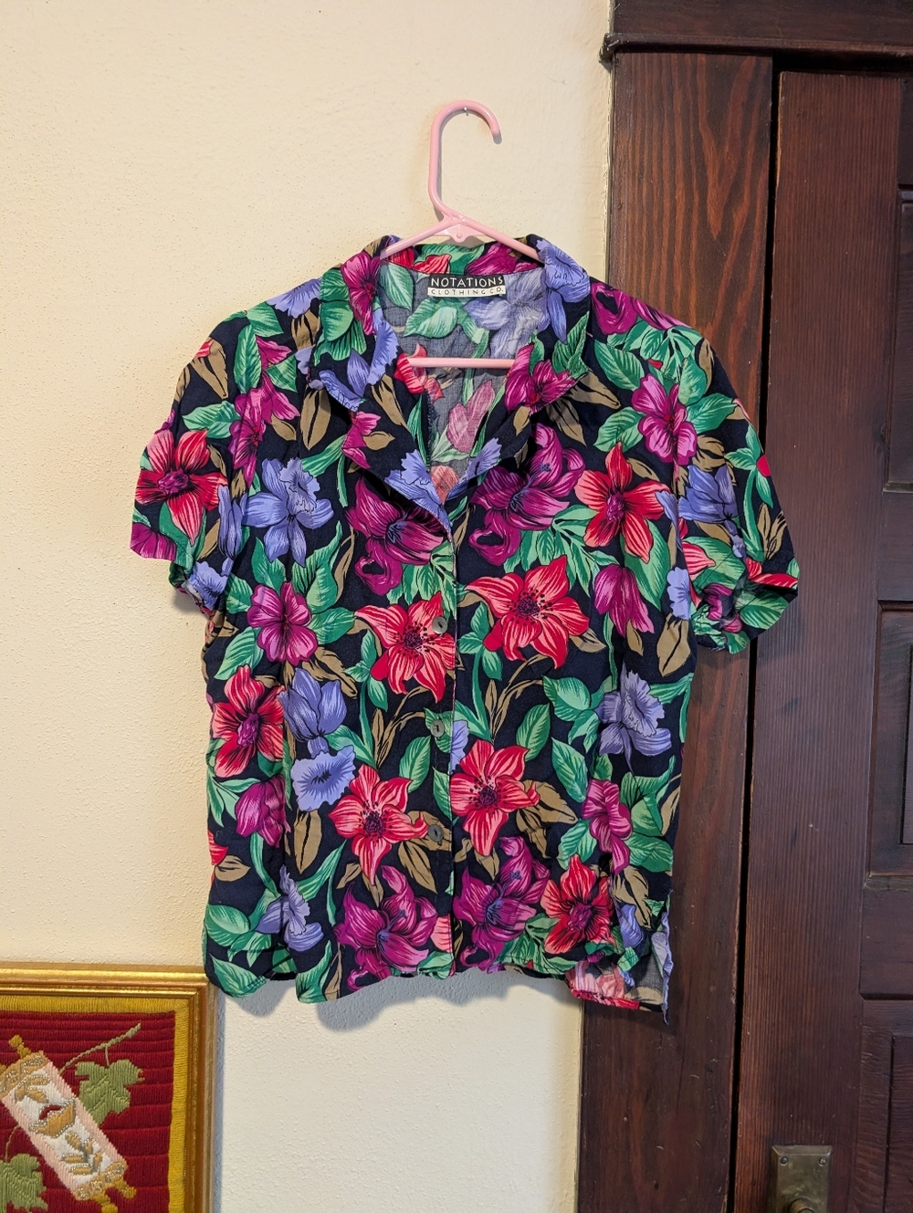 90s Notations Vintage‎ Floral Print Button Up Top
